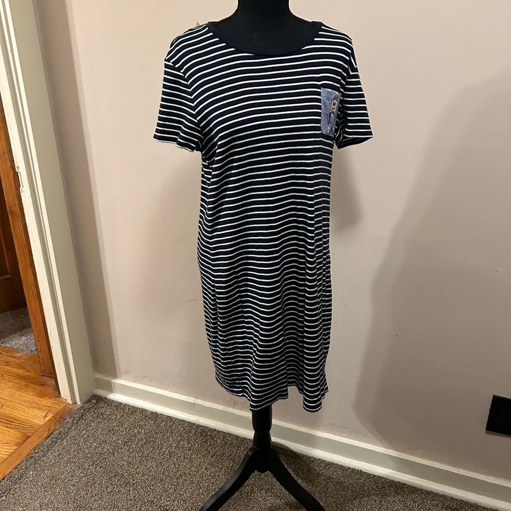 Navy and White Tommy Hilfiger Summer Dress - Size XL